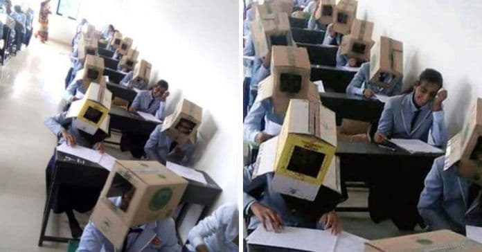 कर्नाटकमधले विद्यार्थी डोक्यावर बॉक्स ठेवून परीक्षा का देत आहेत ?