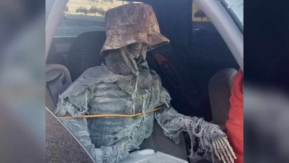 ट्राफिकचा नियम मोडण्यासाठी त्याने गाडीत सांगाडा का ठेवला ?